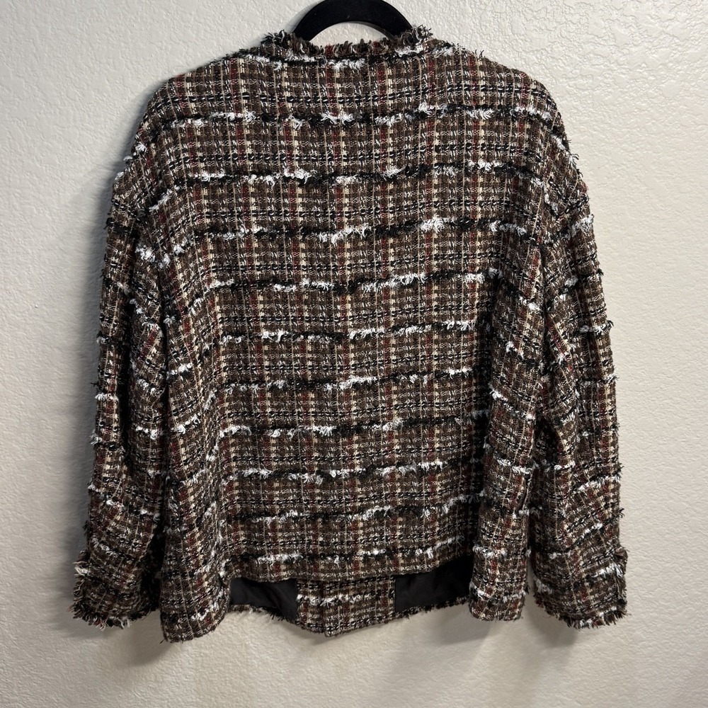 Tomorrowland Collarless Cotton Blend Brown Tweed Jacket Womens EU Size 40 (M) - Picture 6 of 6